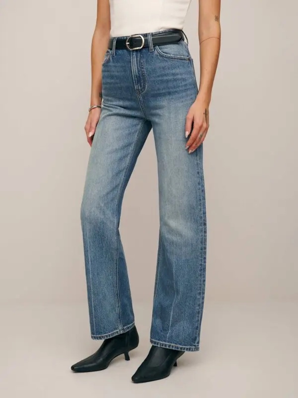 NWOT Reformation Wilder Stretch High Rise Wide Leg Cropped Jeans Merritt Size 26
